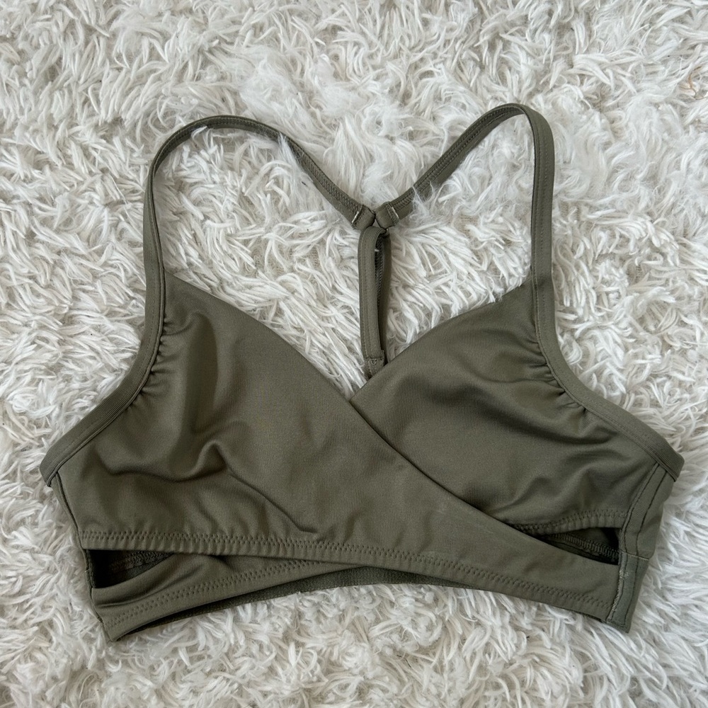 PINK sport to swim bra/bikini top - olive green - Size XS